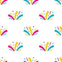 Ribbon and confetti seamless pattern on white background. vector