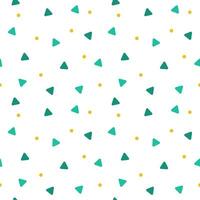 Green geometric shape seamless pattern on white background. vector