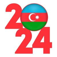 Happy New Year 2024 banner with Azerbaijan flag inside. Vector illustration.