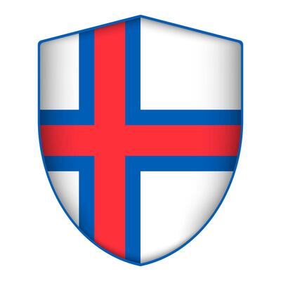 Faroe Islands flag in shield shape. Vector illustration.