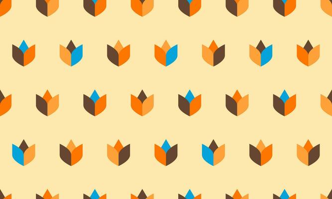 Abstract Vintage Retro Seamless Flower Tulip Pattern Colorful Wallpaper