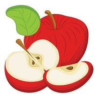 Red apple in flat style. Simple icon for your design. Vector illustration isolated on white background.