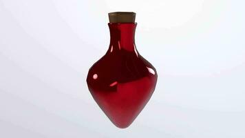 un' rosso bicchiere bottiglia con un' di legno tappo video
