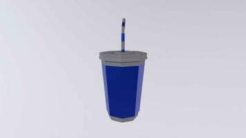 a blue and gray plastic cup with a straw video
