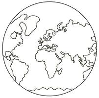 Globe. Earth globe one line drawing of world map minimalist vector. Continuous line drawing. vector