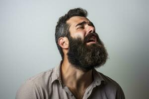 ai generado. determinado hombre con barba en formal atuendo foto