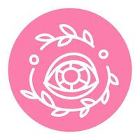 Linear vector sticker of eye on pink background