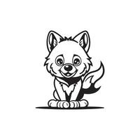 Fox cartoon character, illustration for coloring book page vector