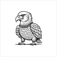 Cute cartoon eagle. Coloring page with funny eagle. Vector animal line illustration