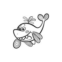 Whale sea fish sketch hand drawn in doodle Vector Image.