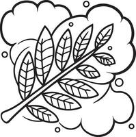 Hand drawn sketch of a branch with leaves. vector