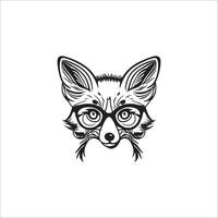 Fox head cartoon character, illustration for coloring book page vector