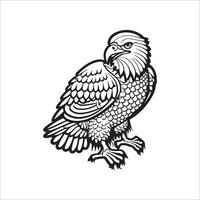 Cute cartoon eagle. Coloring page with funny eagle. Vector animal line illustration