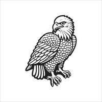 Cute cartoon eagle. Coloring page with funny eagle. Vector animal line illustration