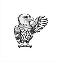 Cute cartoon eagle. Coloring page with funny eagle. Vector animal line illustration