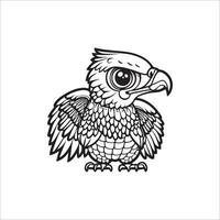 Cute cartoon eagle. Coloring page with funny eagle. Vector animal line illustration