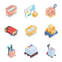 Modern Collection of Delivery Services Isometric Icon vector