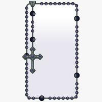 Vector design of frame for photography with Catholic rosary, rosary with Christian cross with square shape, symbol of the Catholic religion