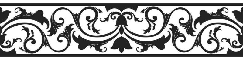 roll flower border Black color for decorating the edge of the paper on the website. vector