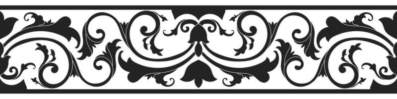 roll flower border Black color for decorating the edge of the paper on the website. vector