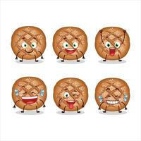 Cartoon character of round dark bread with smile expression vector