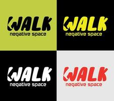 Walk Negative space logotype, elements color variation abstract icon. Modern logotype, business template. vector