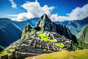 Machu Picchu Inca ruins in Peru. UNESCO World Heritage Site, Machu Picchu, Peru, AI Generated photo