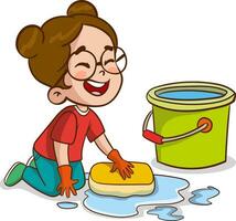 vector illustration Of Children Doing Various Houseworks.