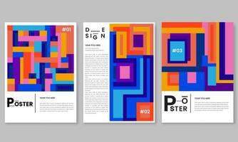 Vector covers design set with retro style.Abstract colorful geometric pattern background for poster design. Multicolor composition