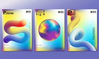 electrónico música festival anuncios póster conjunto.3d multicolor fluido formas.danza música evento cubrir vector