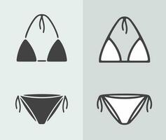 De las mujeres bikini traje de baño. sostén y bragas. ropa icono en un antecedentes. vector ilustración.