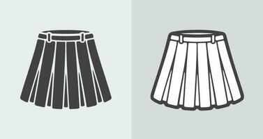 Women's pleated mini skirt icon on a background. Vector illustration.