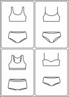 Women's sport underwear. Bra and panties line icon. Vector illustration.