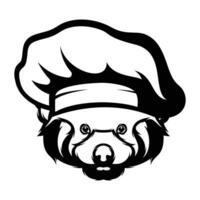 Red Panda Chef Outline vector