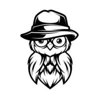 Owl Fedora Hat Outline vector