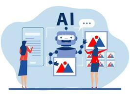 Business industry AI prompt engineer or AI chatbot to create a text or an image Prompt engineering of using artificial intelligence and photo processing vector