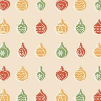 Christmas New Year pattern with Christmas tree toys. Vector design of wrapping paper.