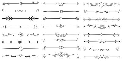 Page Divider And Design Elements. Set of Various Simple Black Divider Design, Assorted Divider Collection Template Vector. Collection of floral dividers elements mega decoration for Calligraphy. vector