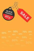 Black Friday sales tag. Black Friday design, sale, discount, advertising, marketing price tag. Vertical banner illustration. vector