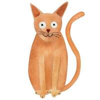 Orange cat, funny cat. Watercolor illustration on white background vector