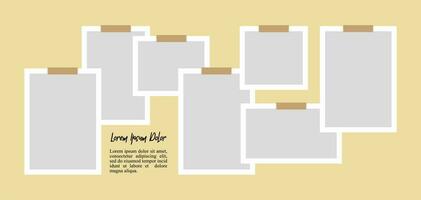 Pictures or photos frame collage. comics page grid layout abstract photo frames and digital photo wall template vector