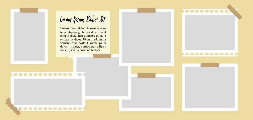 Pictures or photos frame collage. comics page grid layout abstract photo frames and digital photo wall template