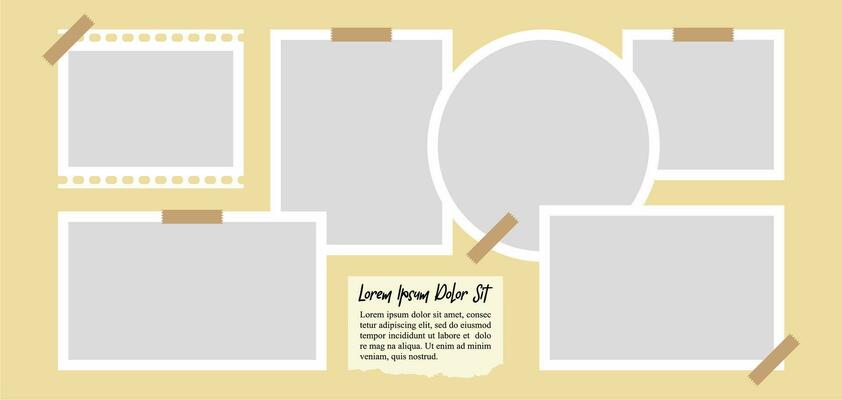 Pictures or photos frame collage. comics page grid layout abstract photo frames and digital photo wall template