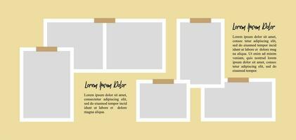 Pictures or photos frame collage. comics page grid layout abstract photo frames and digital photo wall template vector