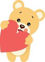 Cute happy teddy bear holding a heart vector