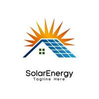 house solar energy logo renewable green energy vector illustration