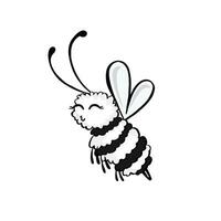 Bee squints with happiness, vector illustration