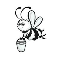 Bee carrying a bucket of honey, vector illustration