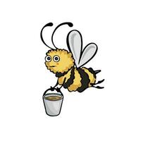 abeja que lleva un Cubeta de Miel, vector ilustración