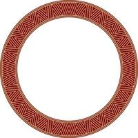 Vector golden and red round Yakut ornament. Endless circle, border, frame of the northern peoples of the Far East